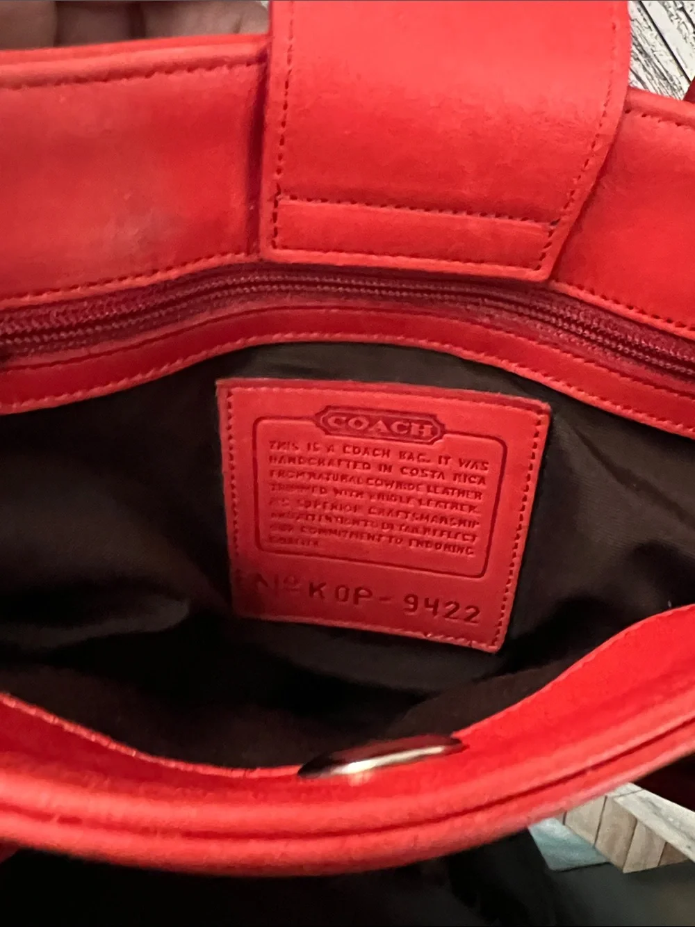 Coach Vintage Red Leather Bonnie Cashin Legacy Slim Tote, style 9422